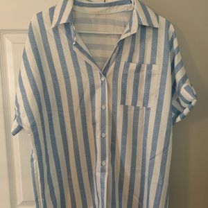 Striped button down blouse